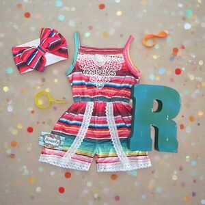 Pink Serape and Lace Romper, Toddler Boutique